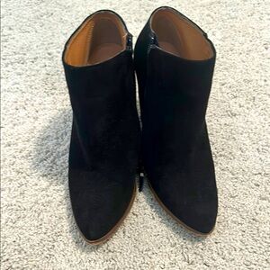 Black velvet wedge ankle booties
